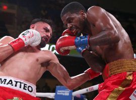 Jose Ramirez (left) defeated Maurice Hooker (right) in a super lightweight title unification fight on Saturday in Texas. (Image: Ed Mulholland/Matchroom Boxing)