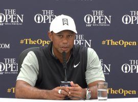 Tiger Woods laughed when he told reporters on Tuesday that Brooks Koepka never returned a text he sent asking if he wanted to play a practice round at the Open Championship. (Image: Open Championship)