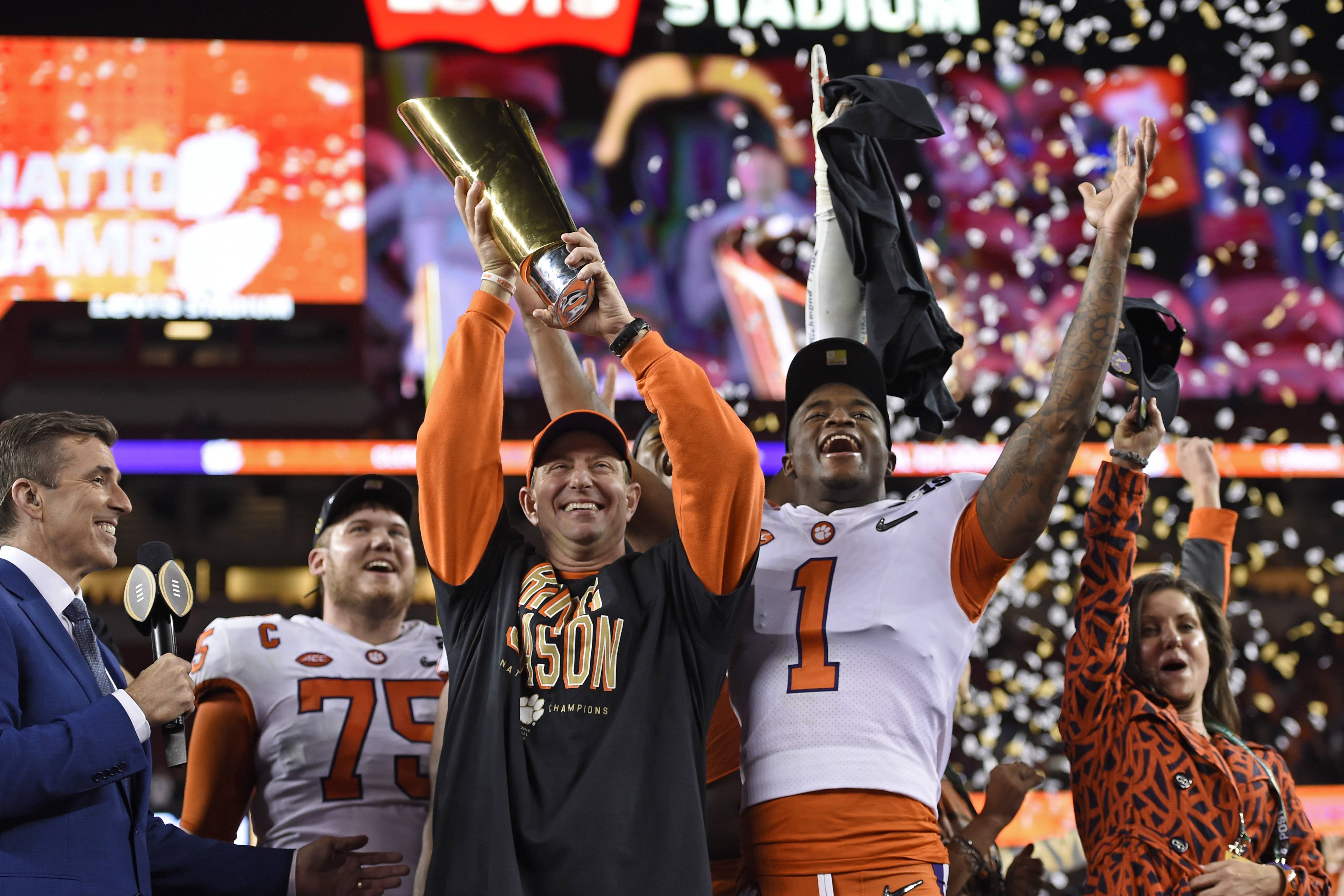 Clemson won the 2019 National Championship in football, and is No. 1 in the 2019 AP Preseason Top 25 Poll. (Image: Bay Area News)