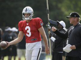 Third String QB Nathan Peterman trying to get on head coach Jon Gruden's good side during Week 2 of Raiders training camp. (Image: HBO)