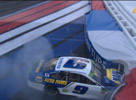 Chase Elliott survived a Lap 65 crash to come back and win at Charlotte Motor Speedway on Sunday. (Image: NBC Sports)