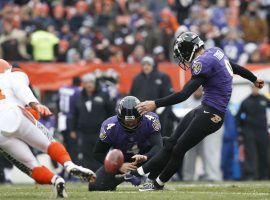 Baltimore Ravens All-Pro kicker Justin Tucker boots a FG against the Cleveland Browns in 2018. (Image: Kirk Irwin/Getty)