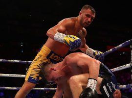 Vasiliy Lomachenko picked up a third lightweight title with a comprehensive victory over Luke Campbell on Saturday. (Image: Richard Heathcote/Getty)