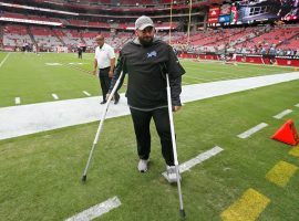 Detroit Lions coach Matt Patricia was on crutches, but it was his defense that looked crippled in the fourth quarter against Arizona. (Image: Getty)