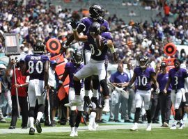 The Baltimore Ravensâ€™ big win over the Miami Dolphins led to a $600,000 score for one bettor at PointsBet in New Jersey. (Image: Eric Espada/Getty)