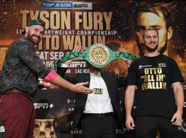 Tyson Fury (left) will take on Otto Wallin (right) in a heavyweight showdown this Saturday at T-Mobile Arena. (Image: Ethan Miller/Getty)