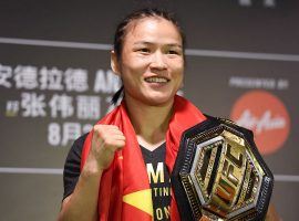 Zhang Weili became the first Chinese fighter to earn a UFC title when she knocked out Jessica Andrade to win the womenâ€™s strawweight championship. (Image: Zhe Ji/Getty)