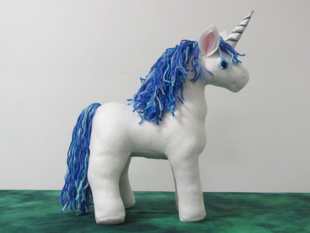 a silver and blue unicorn