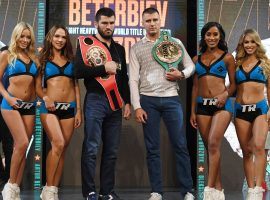 Artur Beterbiev (left) and Oleksandr Gvozdyk (right) will meet on Friday to unify their light heavyweight world titles. (Image: Ethan Miller/Getty)