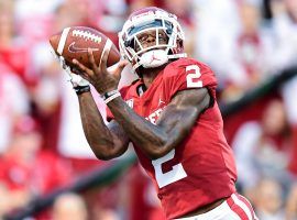 CeeDee Lamb caught all three of Jalen Hurts' touchdown passes on Satruday, making him a must-have to win the big money in DFS. (Image: Sooner Sports)
