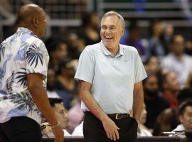 Houston Rockets coach Mike Dâ€™Antoni (right) became the first to use the NBAâ€™s new coachâ€™s challenge system during a preseason game against Doc Rivers (left) and the Clippers. (Image: Marco Garcia/AP)