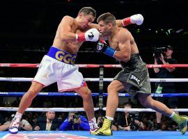 Gennady Golovkin (left) defeated Sergiy Derevyanchenko (right) by unanimous decision in a fiercely contested fight on Saturday. (Image: Steven Ryan/Getty)
