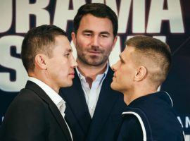 Gennady Golovkin will take on Sergey Derevyanchenko at Madison Square Garden on Saturday for two middleweight world titles. (Image: Amanda Westcott/DANZ)