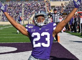 Kansas State wide receiver Joshua Youngblood celebrates against Oklahoma, and hopes he can do the same this Saturday in the Kansas State-Kansas game. (Image: Getty)
