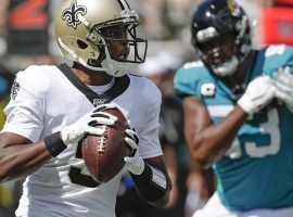 New Orleans Saints quarterback Teddy Bridgewater drops back for a pass against the Jacksonville Jaguars. (Image: Phelan M. Ebenhack/AP)