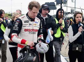 Brad Keselowski walks away from his car after missing the next round of the NASCAR playoffs on Sunday at Kansas. (Image: Getty)