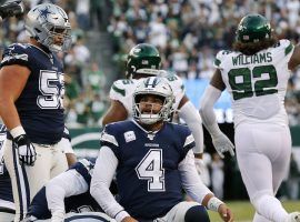 Dallas quarterback Dak Prescott and his team were one of seven NFL favorites that didnâ€™t cover the spread on Sunday. The Cowboys were favored by six, and lost outright to the New York Jets. (Image: Dallas Morning News)