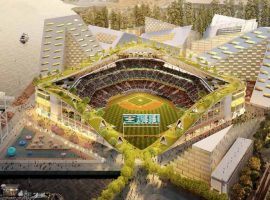 Oakland A's plan to build new ballpark at Howard Terminal may not happen if city lawsuit prevails (Image:  Bjarke Ingels Group)
