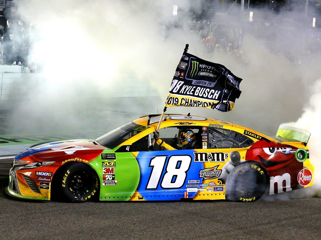 Kyle Busch won the Ford EcoBoost 400 at Homestead-Miami Speedway to earn his second career NASCAR Cup Series championship. (Image: Russell LaBounty/LAT Images)