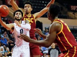 Marquette Golden Eagles guard Markus Howard drives to the basket against USC at the Orlando Invitational in Orlando, FL. (Image: Mark LoMoglio/Getty)