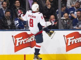 Washington Capitals captain Alex Ovechkin celebrates a game-winning goal in overtime to defeat the Toronto Maple Leafs in Toronto, Ontario. (Image: AP)