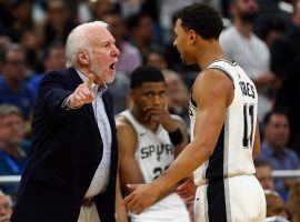 San Antonio Spurs head coach Gregg Popovich and guard Bryn Forbes during a recent loss in San Antonio. (Image: AP)