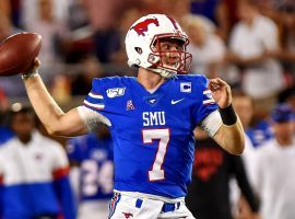 SMU quarterback Shane Buechele drops back for a pass at Gerald Ford Stadium in Dallas, TX. (Image: Timothy Flores/USA Today Sports)
