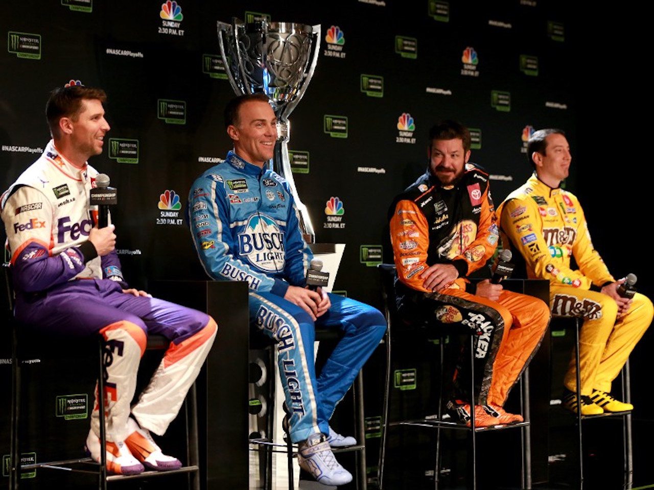 Denny Hamlin, Kevin Harvick, Martin Truex Jr., and Kyle Busch at Homestead-Miami