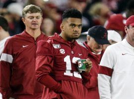 Alabama quarterback Tua Tagovailoa is tired of being on the sidelines, and is ready to play after his high-ankle sprain three weeks ago. (Image: USA Today Sports)