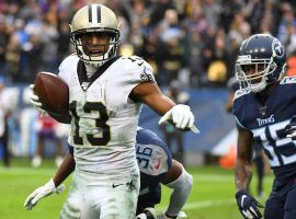 New Orleans Saints WR Michael Thomas scores a touchdown shortly after securing the record for most receptions in a season. (Image: Christopher Hanewinckel/USA Today Sports)