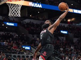 The Rockets are seeking help from the NBA after officials failed to count a James Harden dunk during the fourth quarter of a loss against the Spurs. (Image: Daniel Dunn/USA Today Sports)