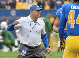 Pitt coach Pat Narduzzi seemed more interested in talking about the ACC Championship rather than Thursday’s Quick Lane Bowl. (Image: Pittsburgh Post-Gazette)