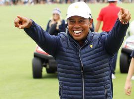 Presidents Cup captain Tiger Woods was all smiles after his US team won the biennial match. (Image: Getty)