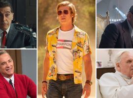 Clockwise from bottom left) Tom Hanks, Al Pacino, Brad Pitt, Joe Pesci, and Anthony Hopkins are nominees for Best Supporting Actor at the 92nd Academy Awards. (Image: Hollywood Reporter)