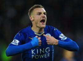 Leicester striker Jamie Vardy takes the pitch against Chelsea on Saturday at King Power Stadium. (Image: Newsweek)