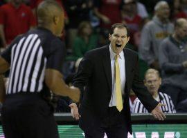 Baylor head coach Scott Drew argues a call during a game against Arizona in Waco, Texas. (Image: Michael Ainsworth/AP)