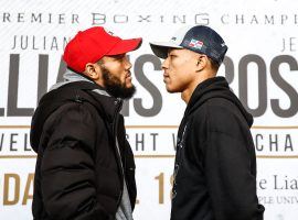 Julian Williams (left) will defend his super welterweight titles against Jeison Rosario on Saturday in Philadelphia. (Image: Stephanie Trapp/TGB Promotions)
