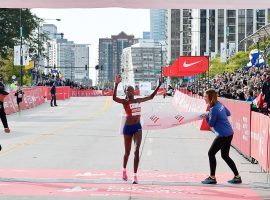 Brigid Kosgei broke the women's marathon record wearing Nike Vaporfly running shoes.