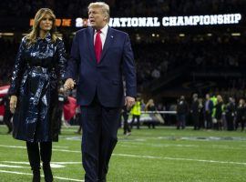 President Trump showed up for the College Football National Championship game two weeks ago, but is a -400 not to show up for the Super Bowl. (Image: AP)