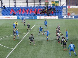 Isloch and Neman Grodno play a Belarusian Premier League match in Minsk on March 21, 2020. (Image: Tatyana Zenkovich/EPA-EFE)