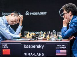 Fabiano Caruana suffered a loss to Ding Liren in Round 3, but is still the favorite to win the 2020 Candidates Tournament. (Image: Lennart Ootes/FIDE)