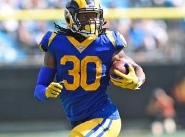 Todd Gurley rushes for a touchdown against the Seattle Seahawks in LA Coliseum. (Image: Getty)