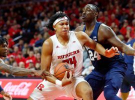 Rutgers guard, Ron Harper. Jr. drives to the basketball against Penn State at the RAC in Piscataway, NJ. (Image: Noah K. Murray/USA Today Sports)