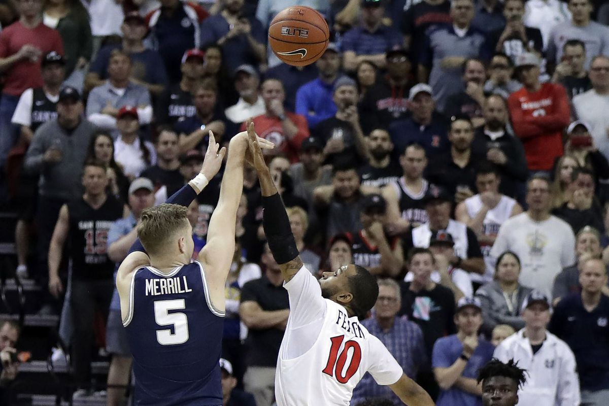 March Madness Utah State Sam Merrill shot Mountain West