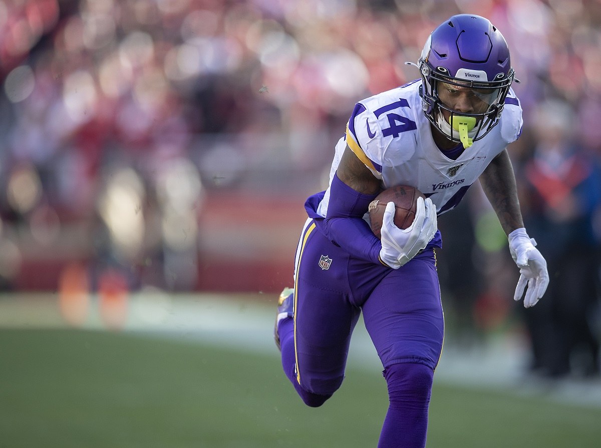 Former Minnesota Vikings WR Stefon Diggs catches a pass against the San Francisco 49ers in the NFC divisional playoffs. (Image: Liz Flores/Star Tribune)