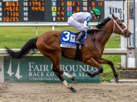 With his gate-to-wire victory in the Louisiana Derby, Wells Bayou currently leads the Kentucky Derby points standings. (Image: Hodges Photography/Lou Hodges Jr.)