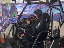 Denny Hamlin gets in some practice behind the simulator as he prepares for Sundayâ€™s eNASCAR iRacing Pro Invitational. (Image: Denny Hamlin/Twitter)