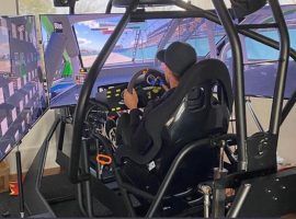 Denny Hamlin gets in some practice behind the simulator as he prepares for Sundayâ€™s eNASCAR iRacing Pro Invitational. (Image: Denny Hamlin/Twitter)