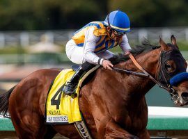 Seen here winning the San Vicente in January, Bob Baffert's Nadal checks all the boxes for a Rebel Stakes winner. (Image: Eclipse Sportswire)
