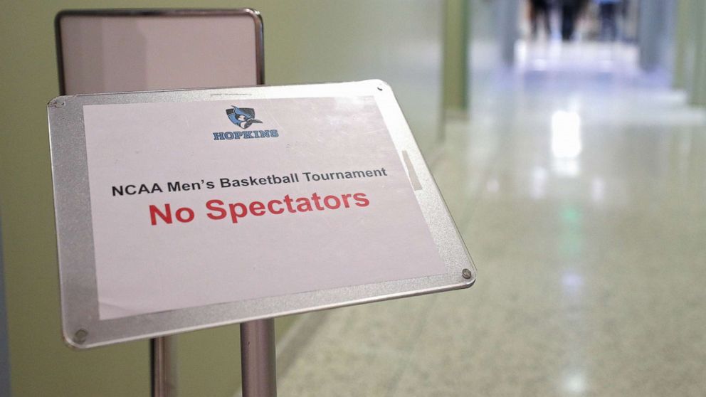 No Spectators sign (due to coronavirus)